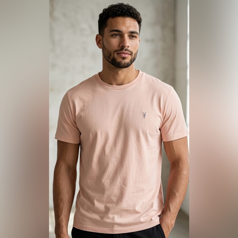 AllSaints Brace Tonic Crew Neck T-Shirt – Men’s Size L – Salmon Pink